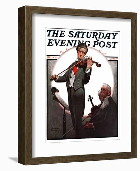 "Violin Virtuoso" Saturday Evening Post Cover, April 28,1923-Norman Rockwell-Framed Giclee Print