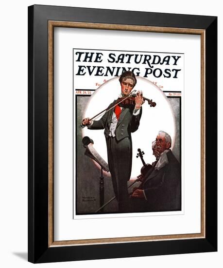 "Violin Virtuoso" Saturday Evening Post Cover, April 28,1923-Norman Rockwell-Framed Giclee Print