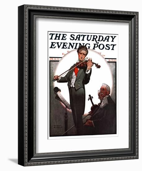 "Violin Virtuoso" Saturday Evening Post Cover, April 28,1923-Norman Rockwell-Framed Giclee Print