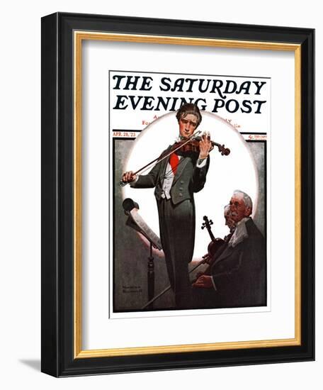 "Violin Virtuoso" Saturday Evening Post Cover, April 28,1923-Norman Rockwell-Framed Giclee Print