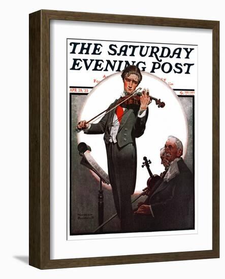 "Violin Virtuoso" Saturday Evening Post Cover, April 28,1923-Norman Rockwell-Framed Giclee Print