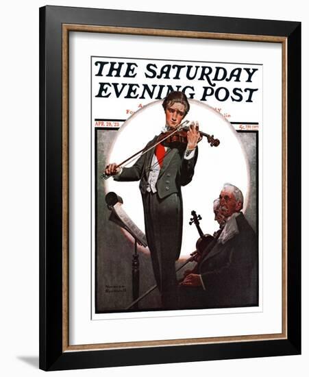 "Violin Virtuoso" Saturday Evening Post Cover, April 28,1923-Norman Rockwell-Framed Giclee Print