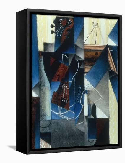 Violon et gravure accrochee (Violin and print), 1913-Juan Gris-Framed Premier Image Canvas