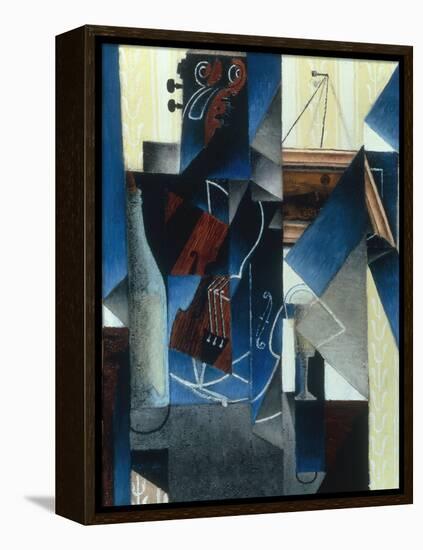 Violon et gravure accrochee (Violin and print), 1913-Juan Gris-Framed Premier Image Canvas