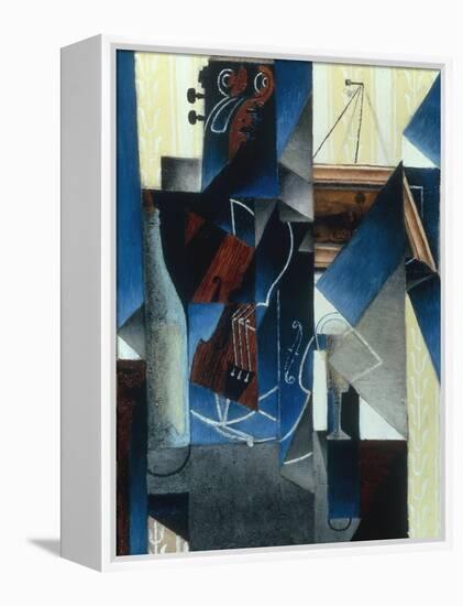 Violon et gravure accrochee (Violin and print), 1913-Juan Gris-Framed Premier Image Canvas