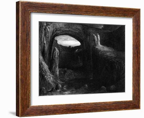 Virgil (70-19 BC) and Dante Entering Hell, Illustration from "The Divine Comedy"-Gustave Doré-Framed Giclee Print