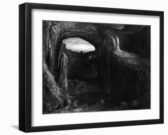 Virgil (70-19 BC) and Dante Entering Hell, Illustration from "The Divine Comedy"-Gustave Doré-Framed Giclee Print