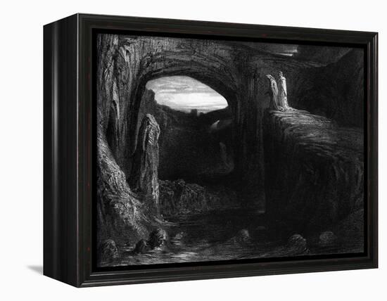 Virgil (70-19 BC) and Dante Entering Hell, Illustration from "The Divine Comedy"-Gustave Doré-Framed Premier Image Canvas