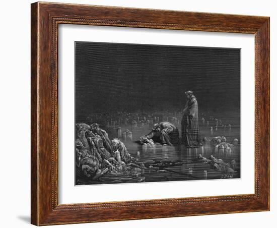 Virgil and Dante, Illustration from "The Divine Comedy" by Dante Alighieri Paris, Published 1885-Gustave Doré-Framed Giclee Print