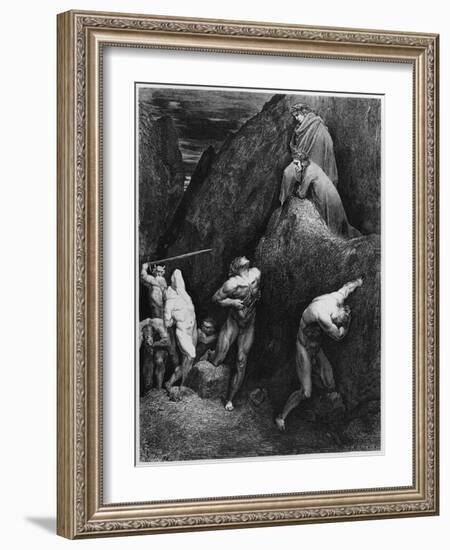 Virgil and Dante, Illustration from "The Divine Comedy" by Dante Alighieri Paris, Published 1885-Gustave Doré-Framed Giclee Print