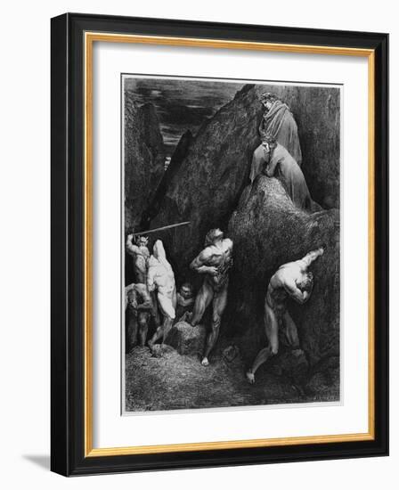 Virgil and Dante, Illustration from "The Divine Comedy" by Dante Alighieri Paris, Published 1885-Gustave Doré-Framed Giclee Print