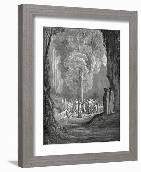 Virgil Shows the Tree to Dante, 1880-Gustave Doré-Framed Giclee Print