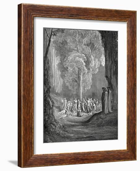 Virgil Shows the Tree to Dante, 1880-Gustave Doré-Framed Giclee Print