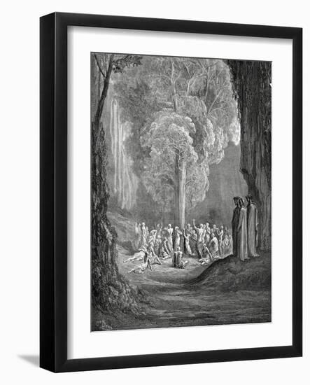 Virgil Shows the Tree to Dante, 1880-Gustave Doré-Framed Giclee Print