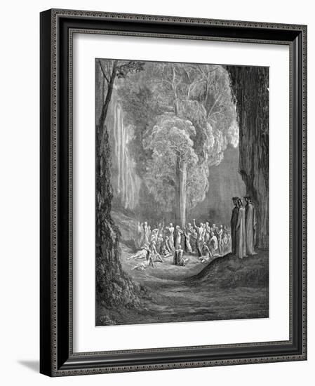 Virgil Shows the Tree to Dante, 1880-Gustave Doré-Framed Giclee Print