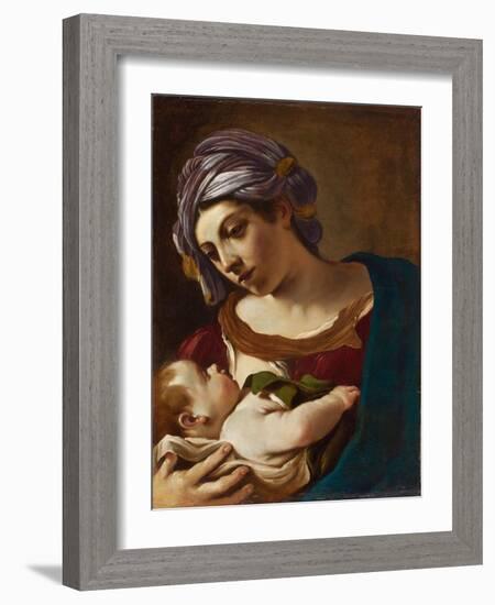 Virgin and Child, 1621-22 (Painting)-Guercino (1591-1666)-Framed Giclee Print