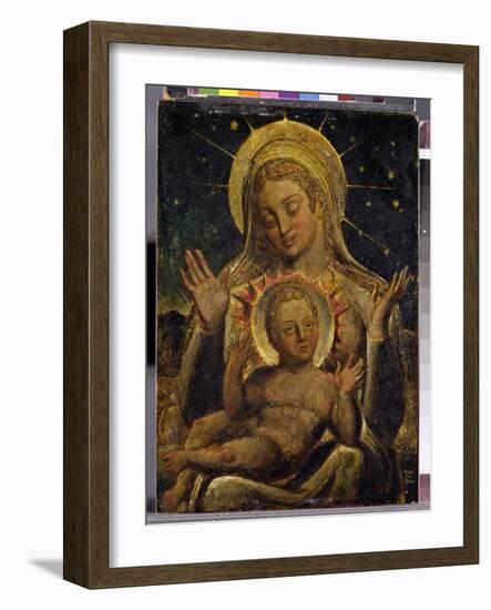 Virgin and Child, 1825 (Tempera on Panel)-William Blake-Framed Giclee Print