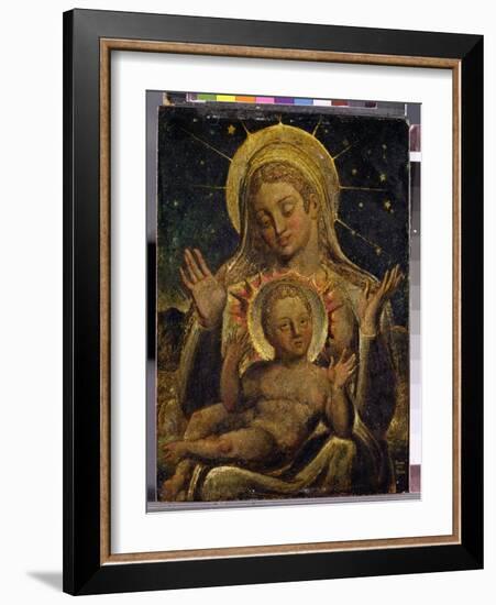 Virgin and Child, 1825 (Tempera on Panel)-William Blake-Framed Giclee Print