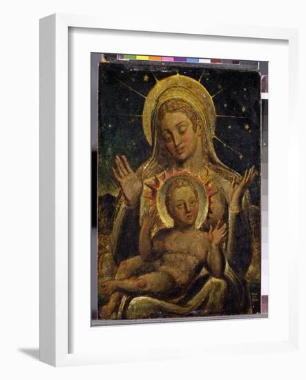 Virgin and Child, 1825 (Tempera on Panel)-William Blake-Framed Giclee Print