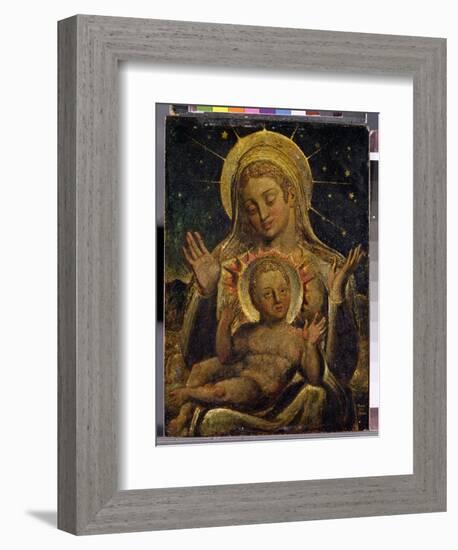 Virgin and Child, 1825 (Tempera on Panel)-William Blake-Framed Giclee Print