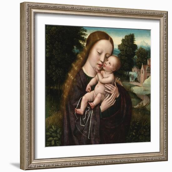 Virgin and Child - Ambrosius Benson (1495-1550). Oil on Wood. Dimension : 14,5X14,5 Cm. Private Col-Ambrosius Benson-Framed Giclee Print