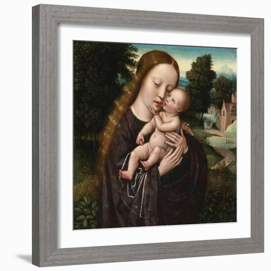 Virgin and Child - Ambrosius Benson (1495-1550). Oil on Wood. Dimension : 14,5X14,5 Cm. Private Col-Ambrosius Benson-Framed Giclee Print