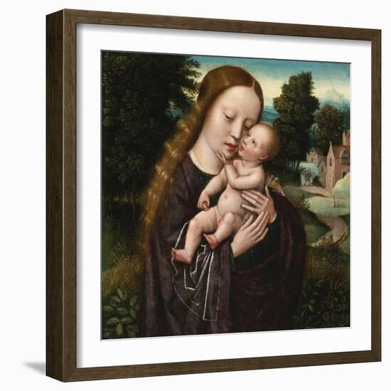 Virgin and Child - Ambrosius Benson (1495-1550). Oil on Wood. Dimension : 14,5X14,5 Cm. Private Col-Ambrosius Benson-Framed Giclee Print