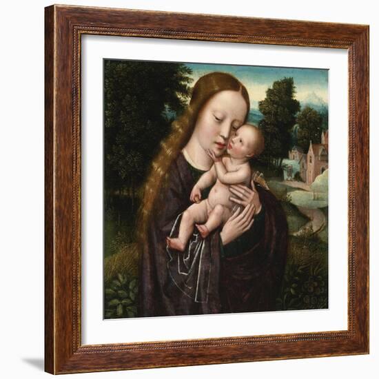 Virgin and Child - Ambrosius Benson (1495-1550). Oil on Wood. Dimension : 14,5X14,5 Cm. Private Col-Ambrosius Benson-Framed Giclee Print