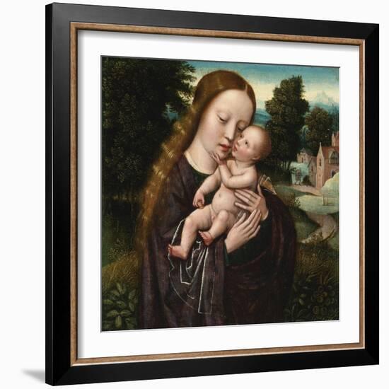 Virgin and Child - Ambrosius Benson (1495-1550). Oil on Wood. Dimension : 14,5X14,5 Cm. Private Col-Ambrosius Benson-Framed Giclee Print