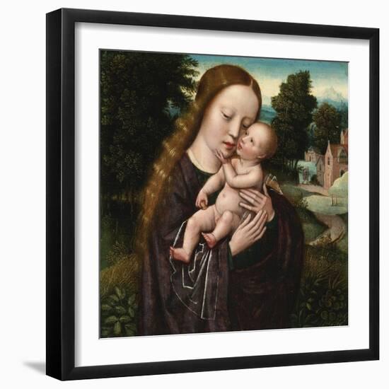 Virgin and Child - Ambrosius Benson (1495-1550). Oil on Wood. Dimension : 14,5X14,5 Cm. Private Col-Ambrosius Benson-Framed Giclee Print