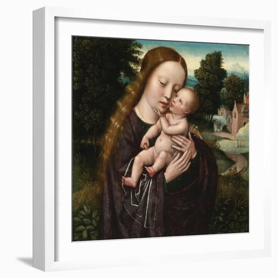 Virgin and Child - Ambrosius Benson (1495-1550). Oil on Wood. Dimension : 14,5X14,5 Cm. Private Col-Ambrosius Benson-Framed Giclee Print