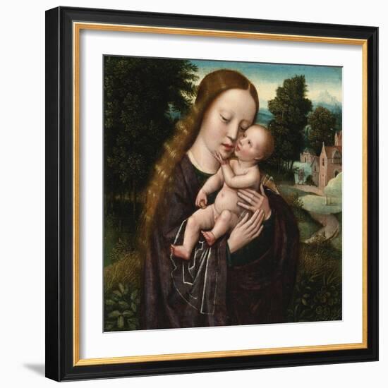 Virgin and Child - Ambrosius Benson (1495-1550). Oil on Wood. Dimension : 14,5X14,5 Cm. Private Col-Ambrosius Benson-Framed Giclee Print