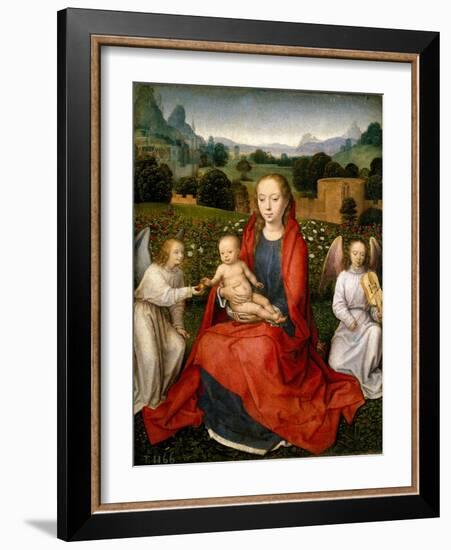 Virgin And Child And Two Angels-Hans Memling-Framed Giclee Print