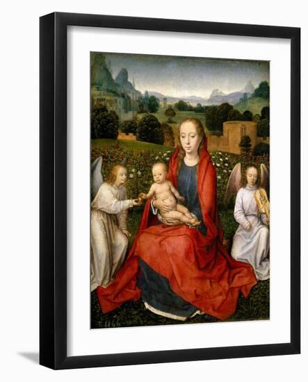 Virgin And Child And Two Angels-Hans Memling-Framed Giclee Print