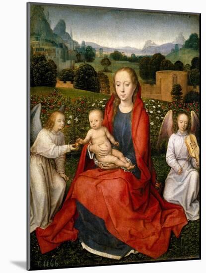 Virgin And Child And Two Angels-Hans Memling-Mounted Giclee Print