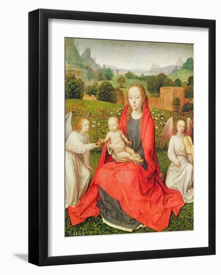 Virgin and Child between Two Angels, C.1480S (Oil on Oak)-Hans Memling-Framed Giclee Print