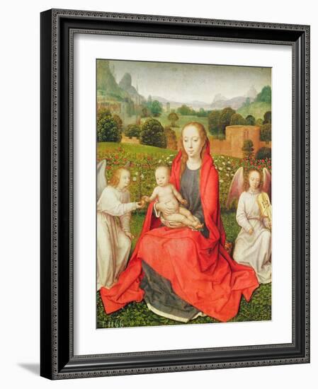 Virgin and Child between Two Angels, C.1480S (Oil on Oak)-Hans Memling-Framed Giclee Print