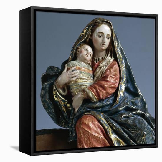 Virgin and Child During Flight into Egypt, Painted Terracotta Nativity Figurine-Francisco Salzillo Y Alcazar-Framed Premier Image Canvas