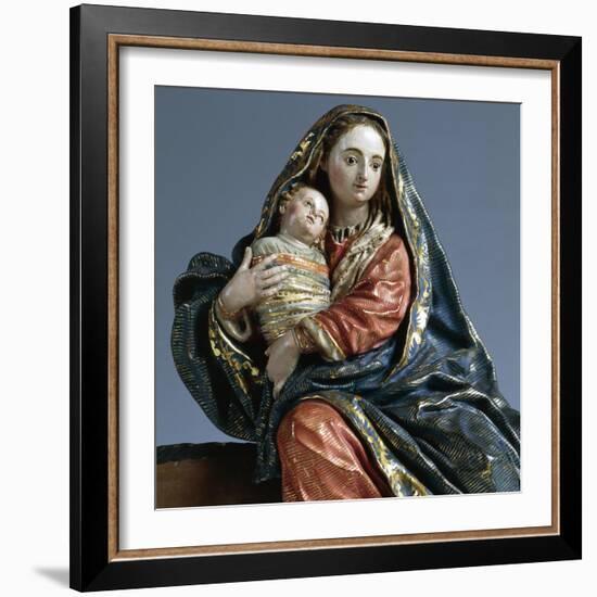 Virgin and Child During Flight into Egypt, Painted Terracotta Nativity Figurine-Francisco Salzillo Y Alcazar-Framed Giclee Print