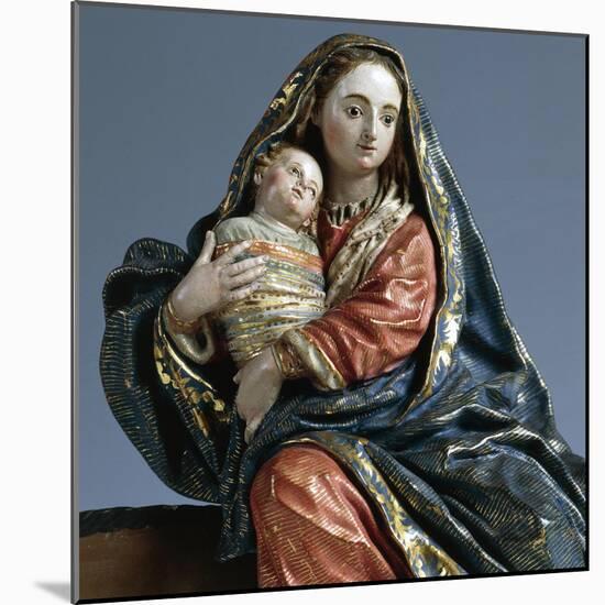Virgin and Child During Flight into Egypt, Painted Terracotta Nativity Figurine-Francisco Salzillo Y Alcazar-Mounted Giclee Print
