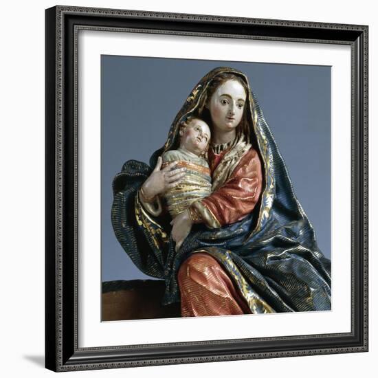 Virgin and Child During Flight into Egypt, Painted Terracotta Nativity Figurine-Francisco Salzillo Y Alcazar-Framed Giclee Print