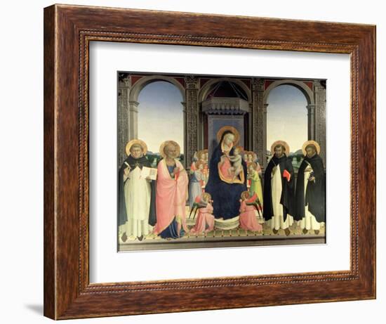 Virgin and Child Enthroned, Angels and St. Aquinas, St. Barnabas, St. Dominic and St. Peter, c.1422-Fra Angelico-Framed Giclee Print