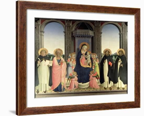 Virgin and Child Enthroned, Angels and St. Aquinas, St. Barnabas, St. Dominic and St. Peter, c.1422-Fra Angelico-Framed Giclee Print