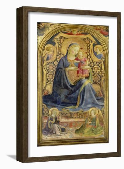 Virgin and Child Enthroned Surrounded by Angels-Fra Angelico-Framed Giclee Print