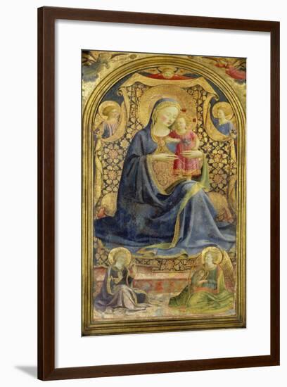 Virgin and Child Enthroned Surrounded by Angels-Fra Angelico-Framed Giclee Print