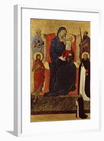 Virgin and Child Enthroned with Saints Peter, Paul, John the Baptist, Dominic and a Donor, 1325-35-Ugolino Di Nerio-Framed Giclee Print