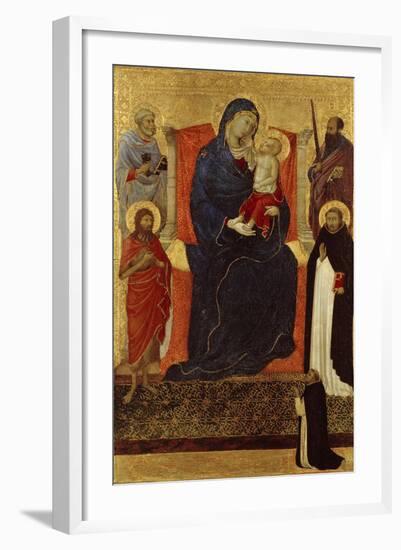 Virgin and Child Enthroned with Saints Peter, Paul, John the Baptist, Dominic and a Donor, 1325-35-Ugolino Di Nerio-Framed Giclee Print