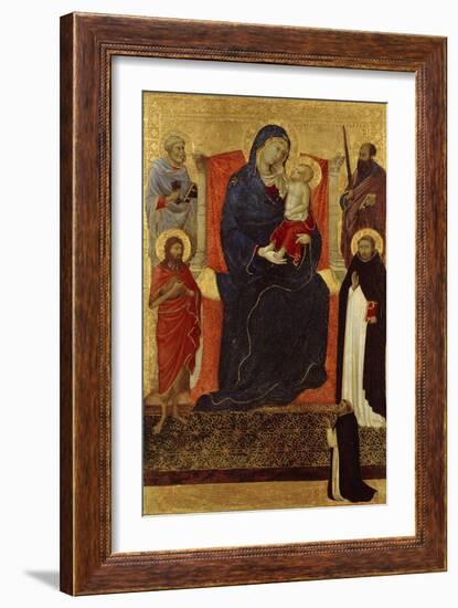 Virgin and Child Enthroned with Saints Peter, Paul, John the Baptist, Dominic and a Donor, 1325-35-Ugolino Di Nerio-Framed Giclee Print