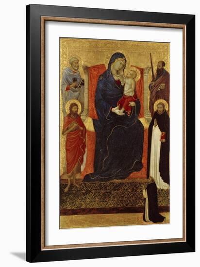 Virgin and Child Enthroned with Saints Peter, Paul, John the Baptist, Dominic and a Donor, 1325-35-Ugolino Di Nerio-Framed Giclee Print