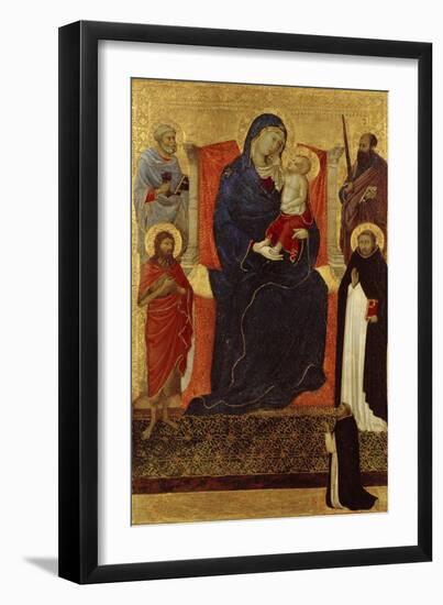 Virgin and Child Enthroned with Saints Peter, Paul, John the Baptist, Dominic and a Donor, 1325-35-Ugolino Di Nerio-Framed Giclee Print